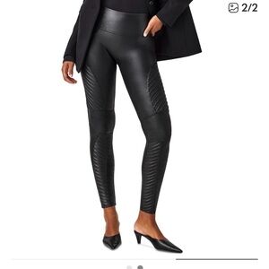 Women's Spanx Black Faux Leather moto Leggings